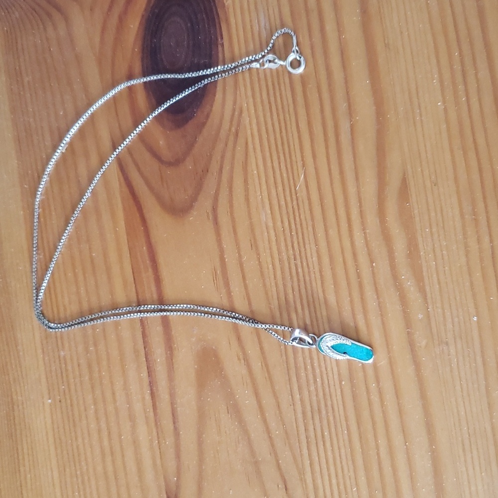 Hawaiian sterling silver flip flop pendant & necklace